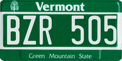 VT license plate BZR505