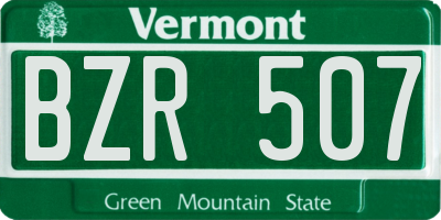 VT license plate BZR507