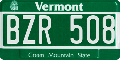 VT license plate BZR508