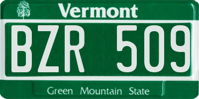 VT license plate BZR509