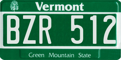 VT license plate BZR512