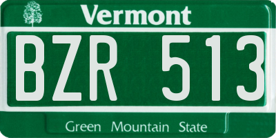 VT license plate BZR513