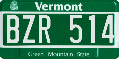 VT license plate BZR514
