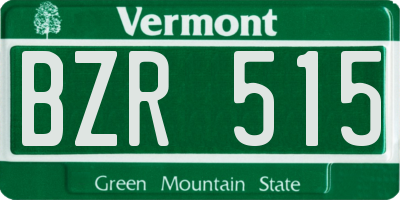 VT license plate BZR515