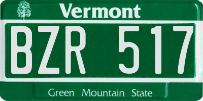 VT license plate BZR517