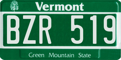 VT license plate BZR519