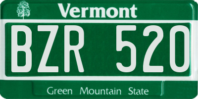 VT license plate BZR520