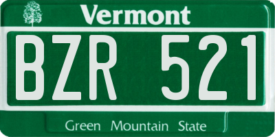 VT license plate BZR521