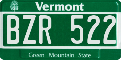 VT license plate BZR522