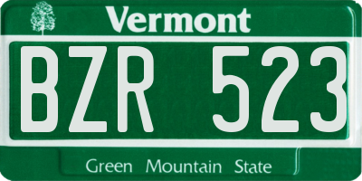 VT license plate BZR523
