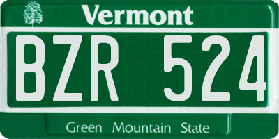VT license plate BZR524