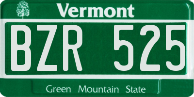 VT license plate BZR525