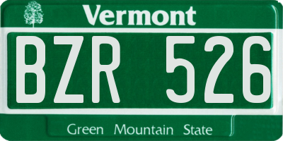 VT license plate BZR526