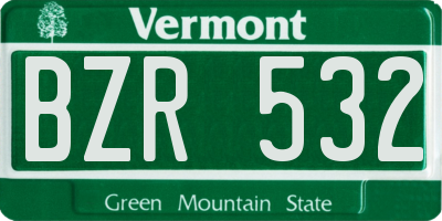 VT license plate BZR532