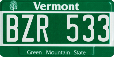 VT license plate BZR533