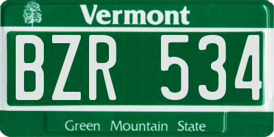 VT license plate BZR534