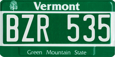 VT license plate BZR535