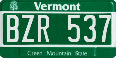 VT license plate BZR537