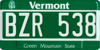 VT license plate BZR538