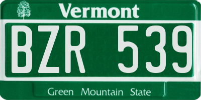 VT license plate BZR539