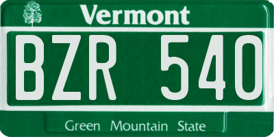 VT license plate BZR540