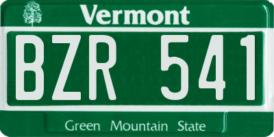 VT license plate BZR541