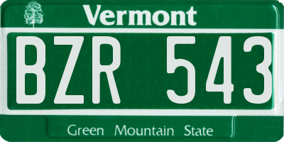 VT license plate BZR543