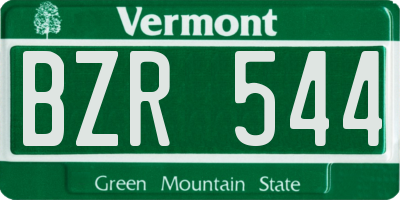 VT license plate BZR544