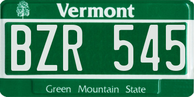 VT license plate BZR545
