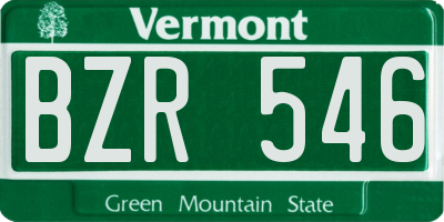VT license plate BZR546