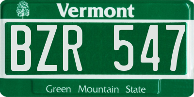 VT license plate BZR547