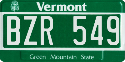 VT license plate BZR549