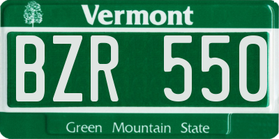 VT license plate BZR550