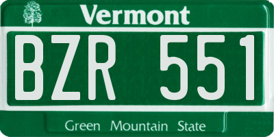 VT license plate BZR551