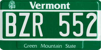 VT license plate BZR552
