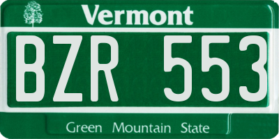 VT license plate BZR553