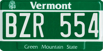 VT license plate BZR554