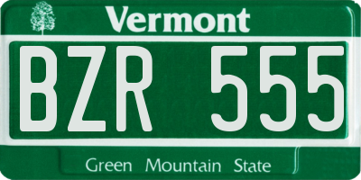 VT license plate BZR555