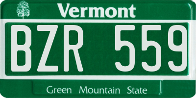 VT license plate BZR559