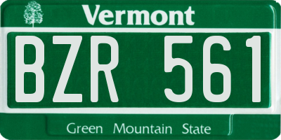 VT license plate BZR561