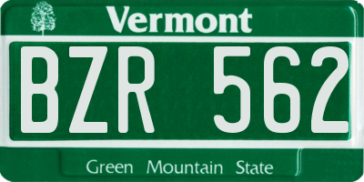 VT license plate BZR562