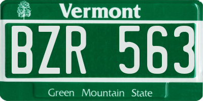 VT license plate BZR563