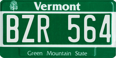 VT license plate BZR564