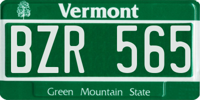 VT license plate BZR565