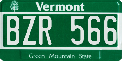 VT license plate BZR566