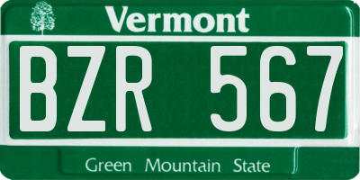 VT license plate BZR567