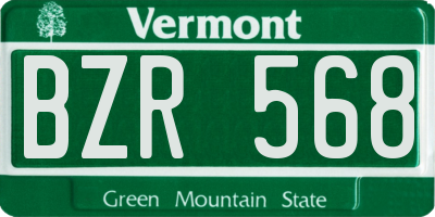 VT license plate BZR568