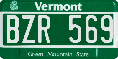 VT license plate BZR569