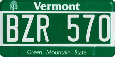 VT license plate BZR570
