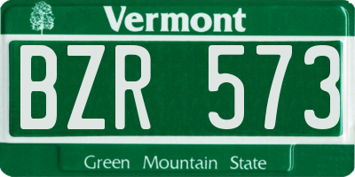 VT license plate BZR573